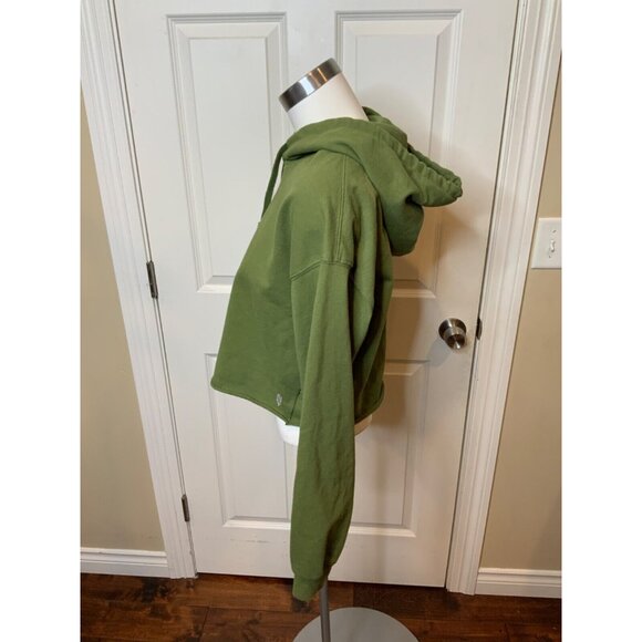 Free People Movement x Upcycle Green Cropped Hooded Sweatshirt, Size M - Picture 3 of 5